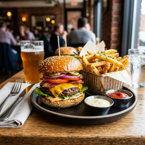 Delicious Burger with Crispy Fries