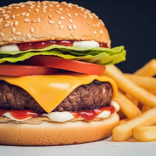 Delicious Burger with Crispy Fries