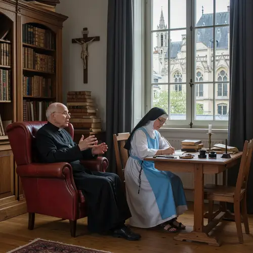 1780s Study Scene with Nun and Priest