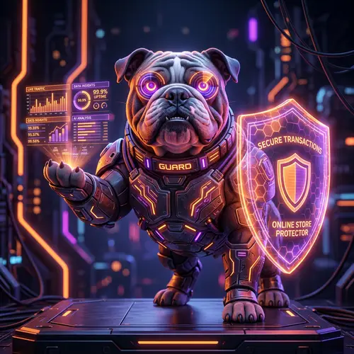 Powerful Cyber Bulldog Mascot for Online Security
