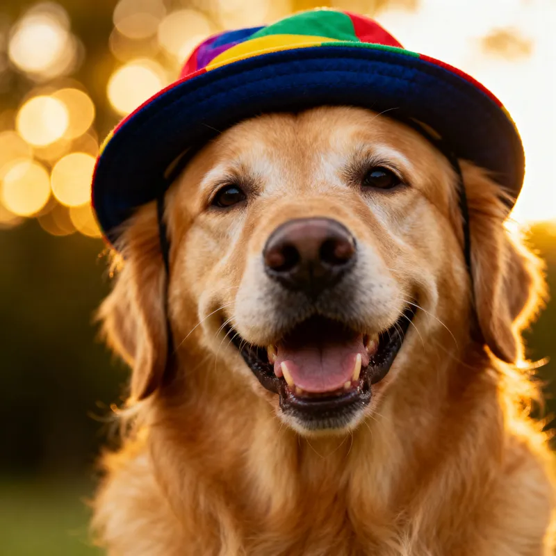 Adorable Dog in Colorful Hat - Happy & Charming