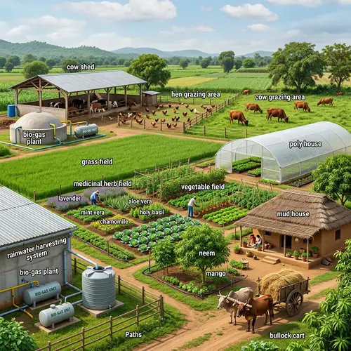 Sustainable Farming: Bio-Gas & Rain Water Harvesting