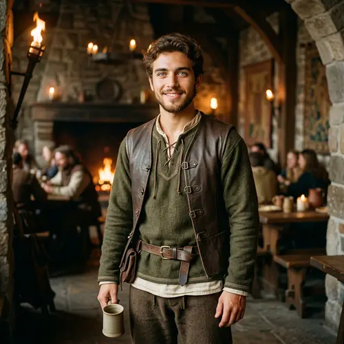 20-Year-Old Hispanic Male in Medieval Attire | Earthy Tone Clothing
