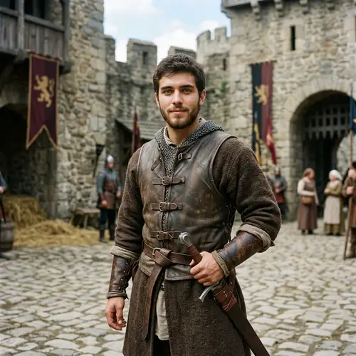 Hispanic Male in Middle Ages Attire | 20-year-old with Green Eyes