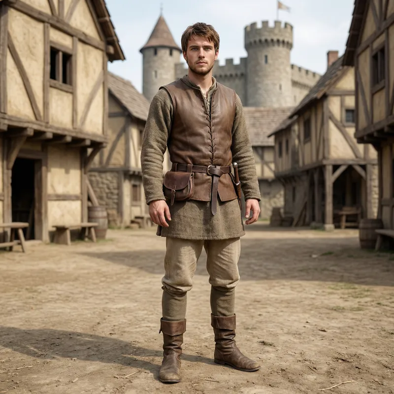 Caucasian Male in Middle Ages Attire | 20-Year-Old Full Body View
