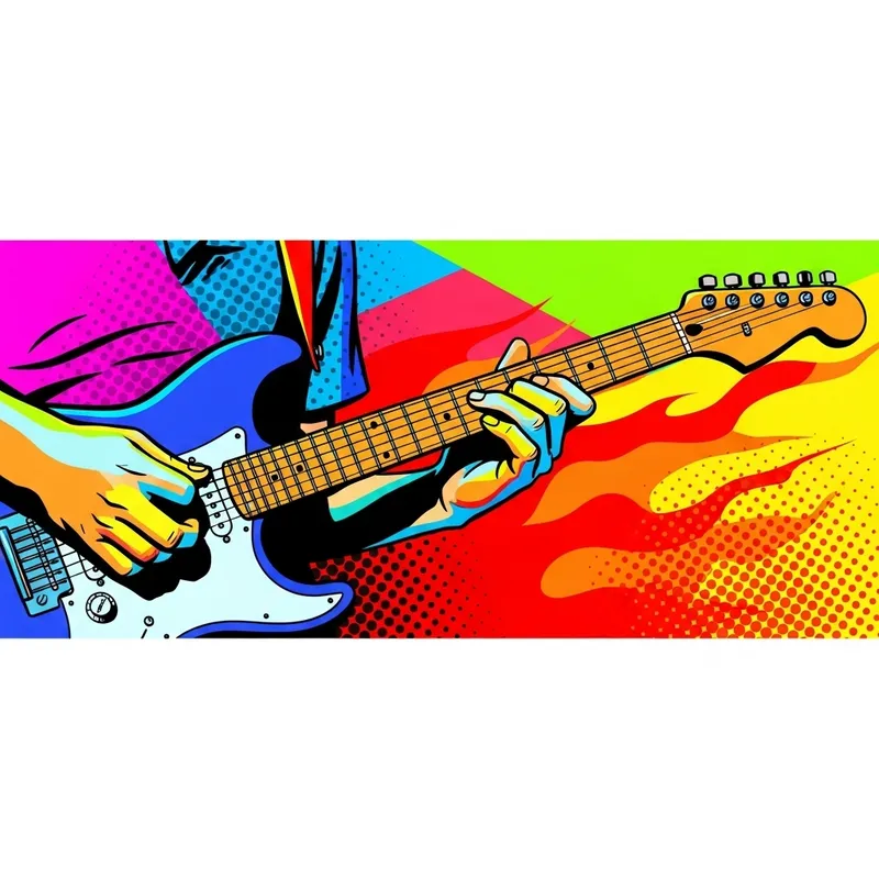 Vibrant Pop Art Electric Guitar Artwork