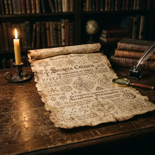 Ancient Scroll Wisdom | Hand-Drawn Symbols & Aged Ink