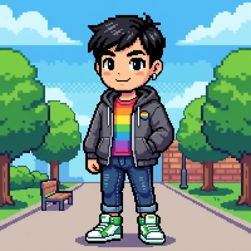Cute Pixel Art of a Young Gay Character