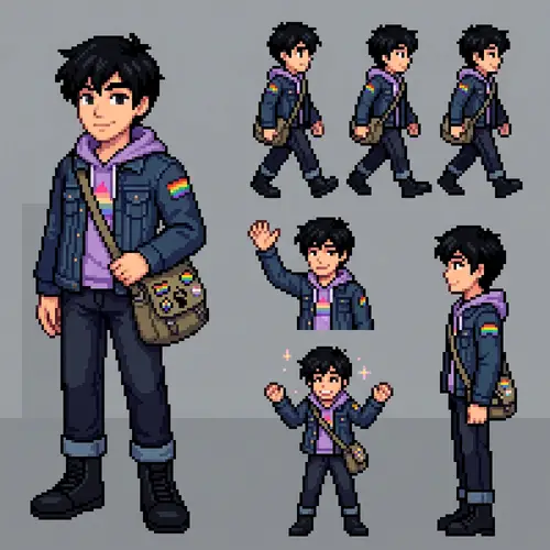Pixel Art Male Character with Gay Culture Traits