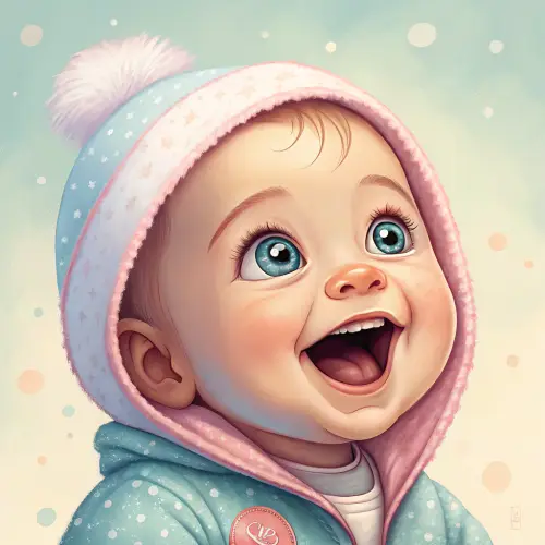 Joyful AI Baby Illustration in Pastel Colors