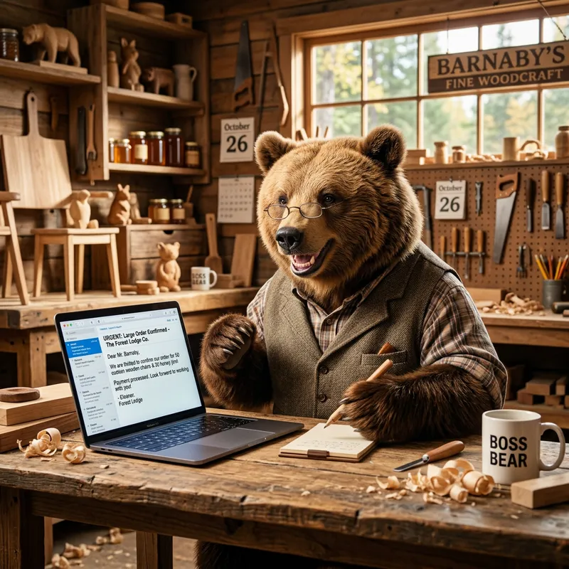 Happy Animal Receives Business Email