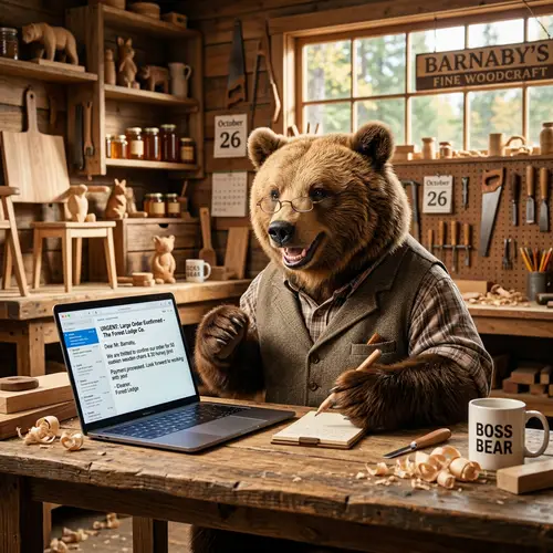 Happy Animal Receives Business Email