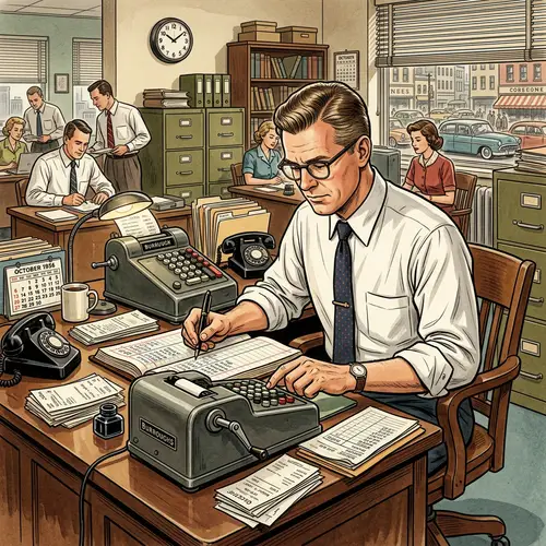 1950s Retro Accountant Illustration