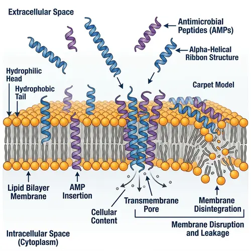 Antimicrobial Peptides Interacting with Cell Membranes