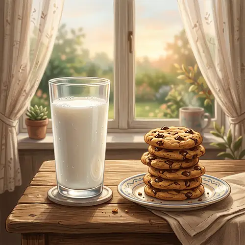 Fresh Morning Milk and Cookies Illustration
