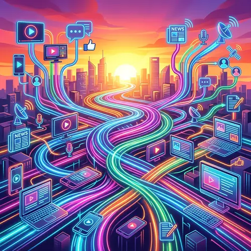 Digital Media Concept: Streaming, Social Media, News & Blogs