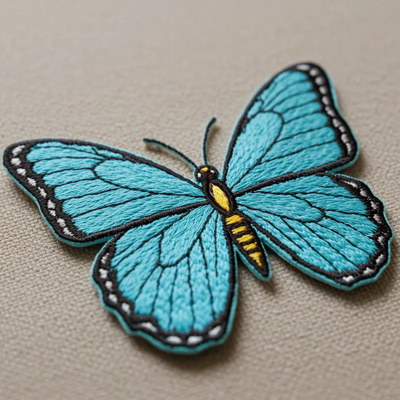 Cyan Butterfly Embroidered Patch - Beautiful Design