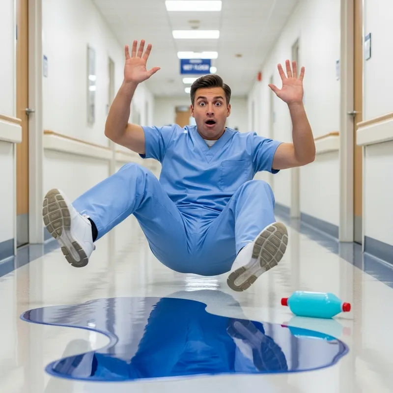 Nurse Slips on Hospital Floor - Safety Tips