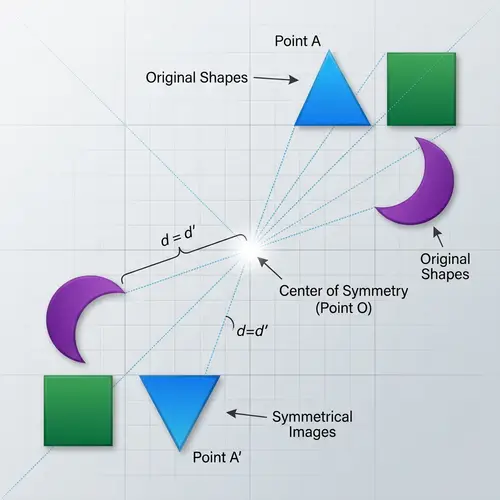 Central Symmetry in Geometric Shapes: Visual Mathematical Concept
