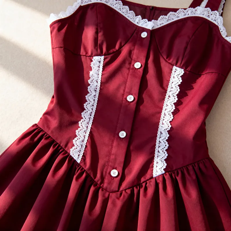 Wine Red Princess Sleeve Shirt Without Collar