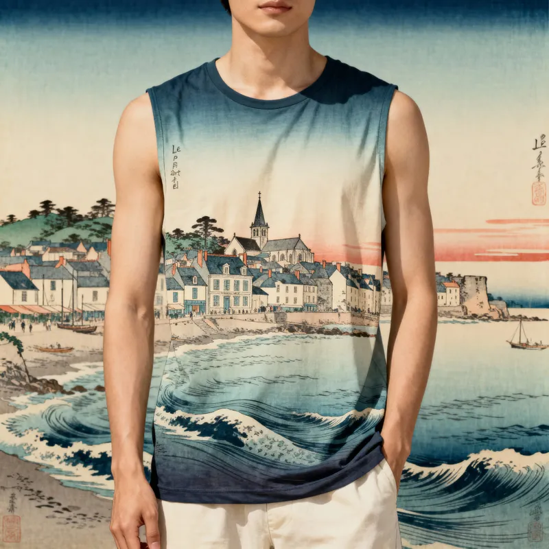 Ukiyoe Style T-Shirt of Le Portel