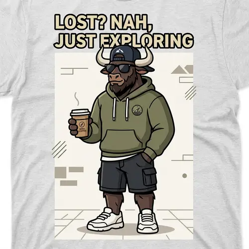 Chill Minotaur T-Shirt Design with Coffee & Shades