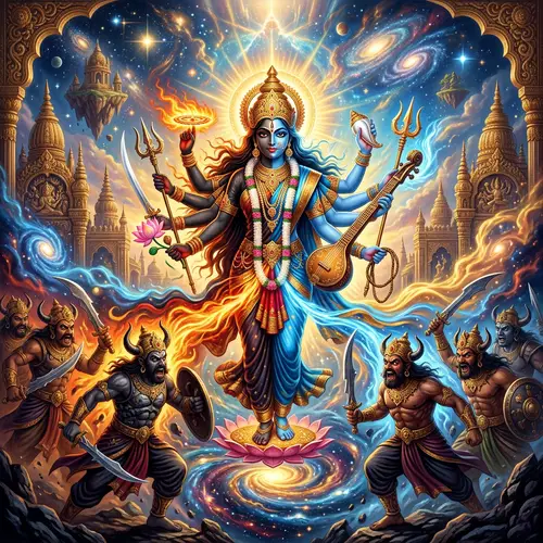 Divine Goddess Artwork: Cosmic Balance & Power