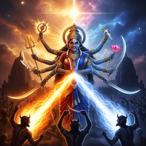 Divine Goddess Artwork: Cosmic Balance & Power
