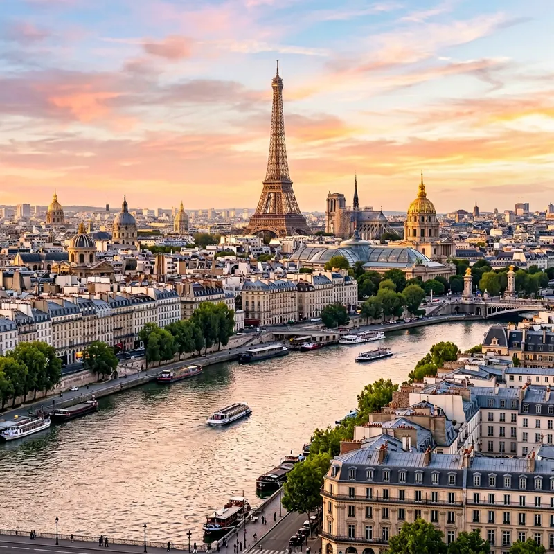 Panoramic Paris View - Eiffel Tower & Seine River