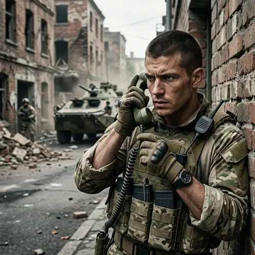 Tactical Video Game Character in Urban Warfare Conversation