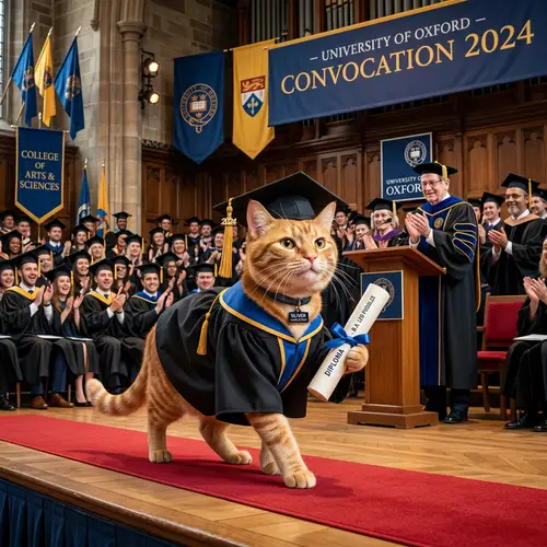 Cute Cat Graduating College – A Feline Scholar