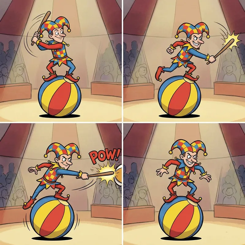 Circus Jester Animation on a Ball