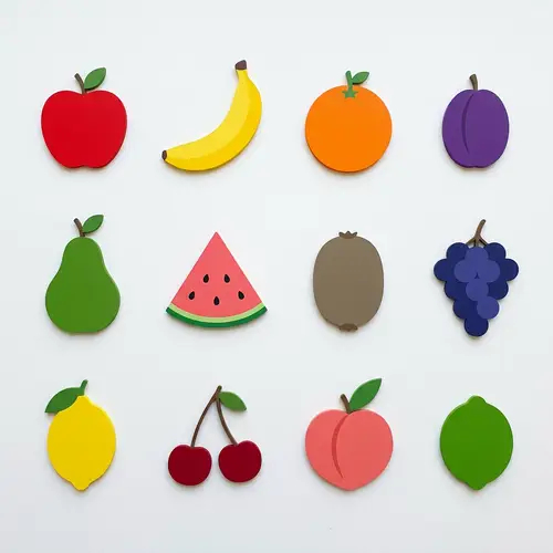 Colorful Fruits Display: Minimalistic Design Exquisite Collection