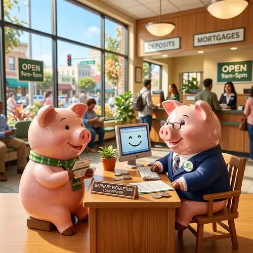 Cheerful Piggy Bank Meeting – Savings Smiles