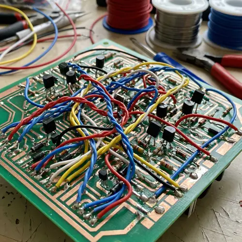 Intricately Wired PCB Board with Greenish Color | Electronic Components Layout