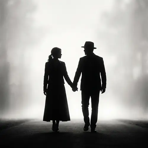 Silhouettes of Male and Female Figures