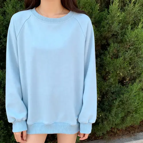 Light Blue Raglan Sleeve Pullover for Women
