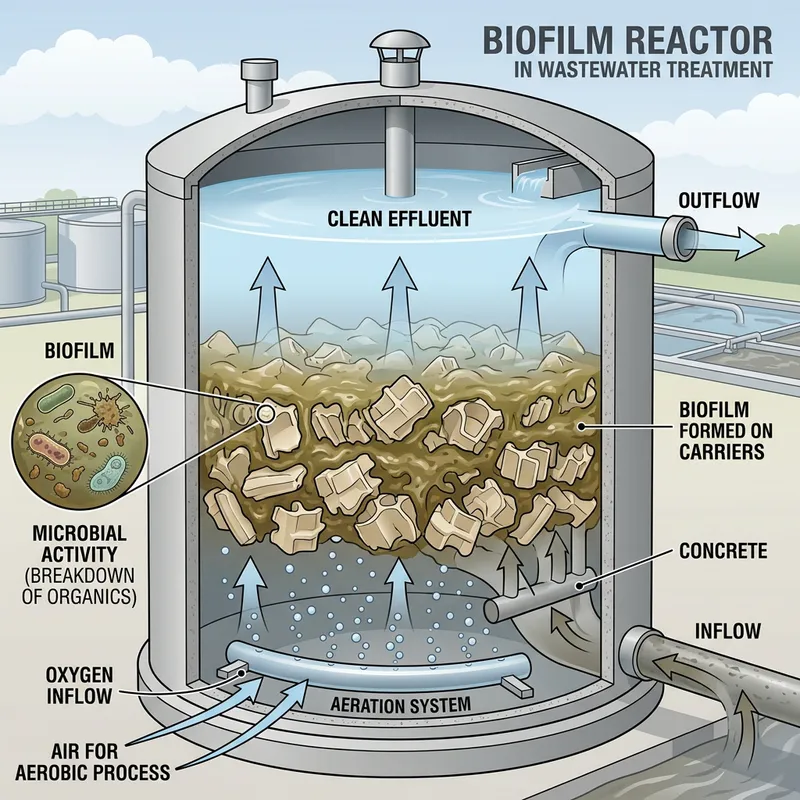 Visual Explanation of Biofilm Reactor in Waste Water Treatment