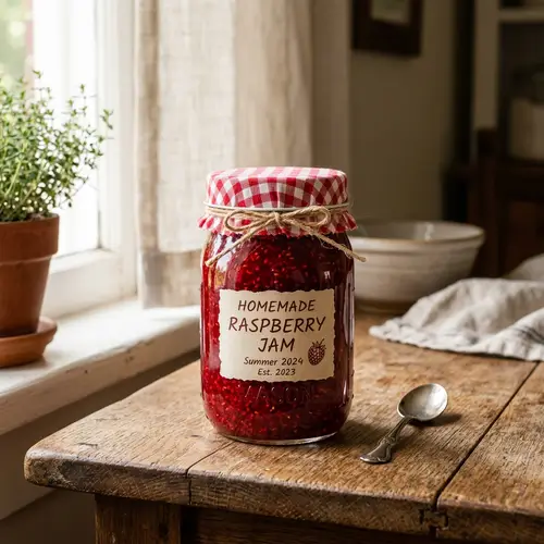 Gourmet Raspberry Jam in Glass Jar | Fresh Handmade Preserves