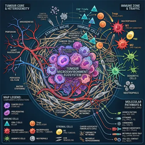 Abstract Tumor Microenvironment Map | Cellular Interactions