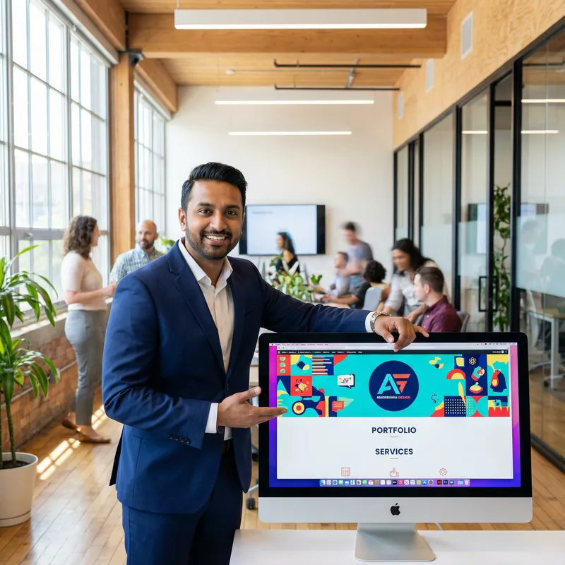 Dynamic Entrepreneur Presenting Stunning Website Design