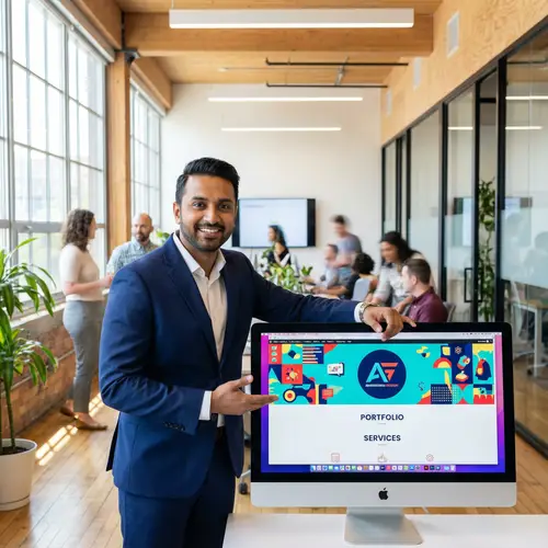 Professional South Asian Entrepreneur Showcasing Spectacular Website