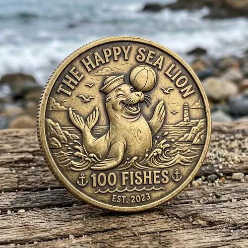Funny Sea Lion Coin Image