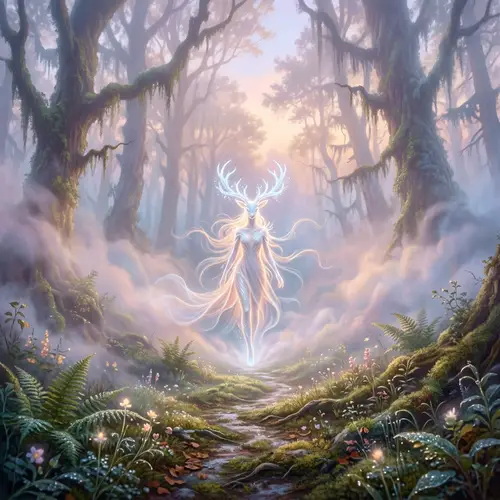 Mystical Creature in Dreamy Ethereal Landscapes