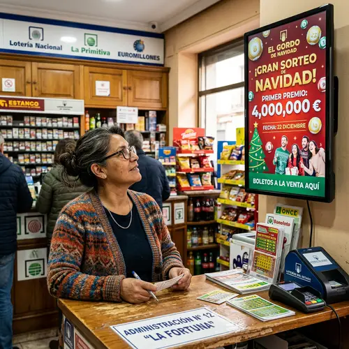 Hispanic Woman at Lottery Shop - Join the Fun!
