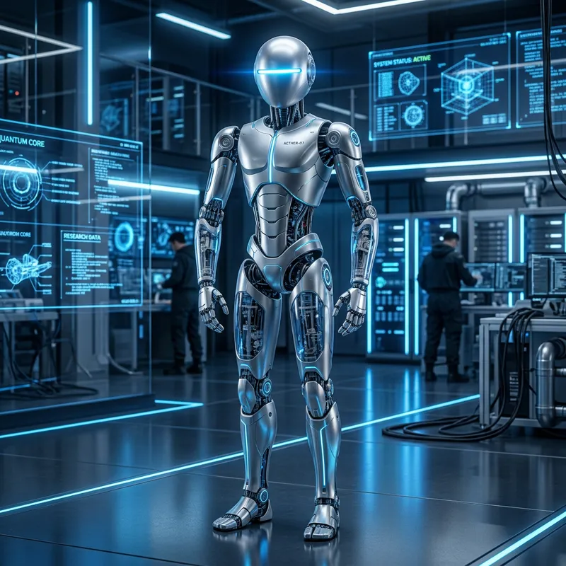 Futuristic Robot Design with Glowing Blue Lights