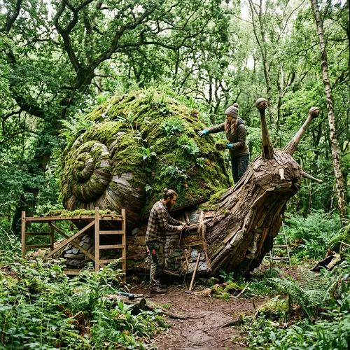 Build a Huge Snail with Moss on the Shell