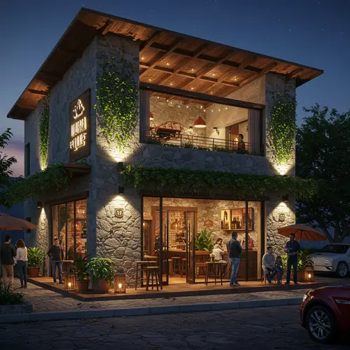 Family-Friendly Bar Design in Cuernavaca at Night