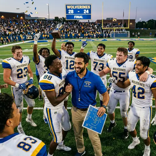 Diverse High School Football Team Celebrates Victory on Field
