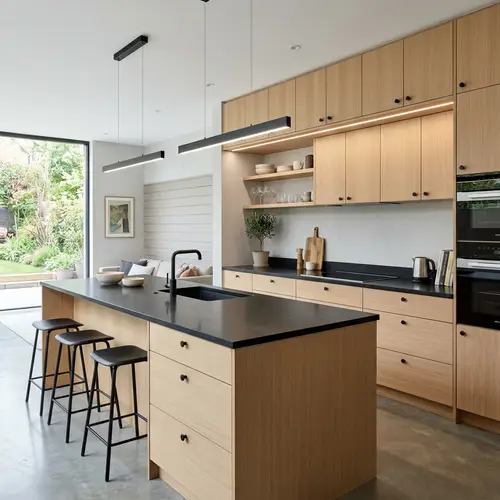 Modern Minimalist Kitchen Design with Light Wood